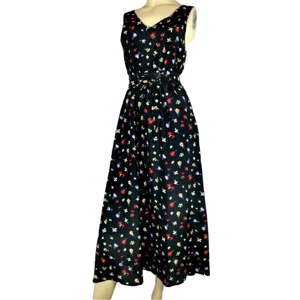 MOMO Floral Long vintage Dress Womens Small - Picture 1 of 3